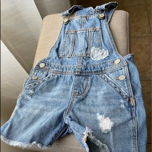 Gap Kids Frayed Denim Short Overall